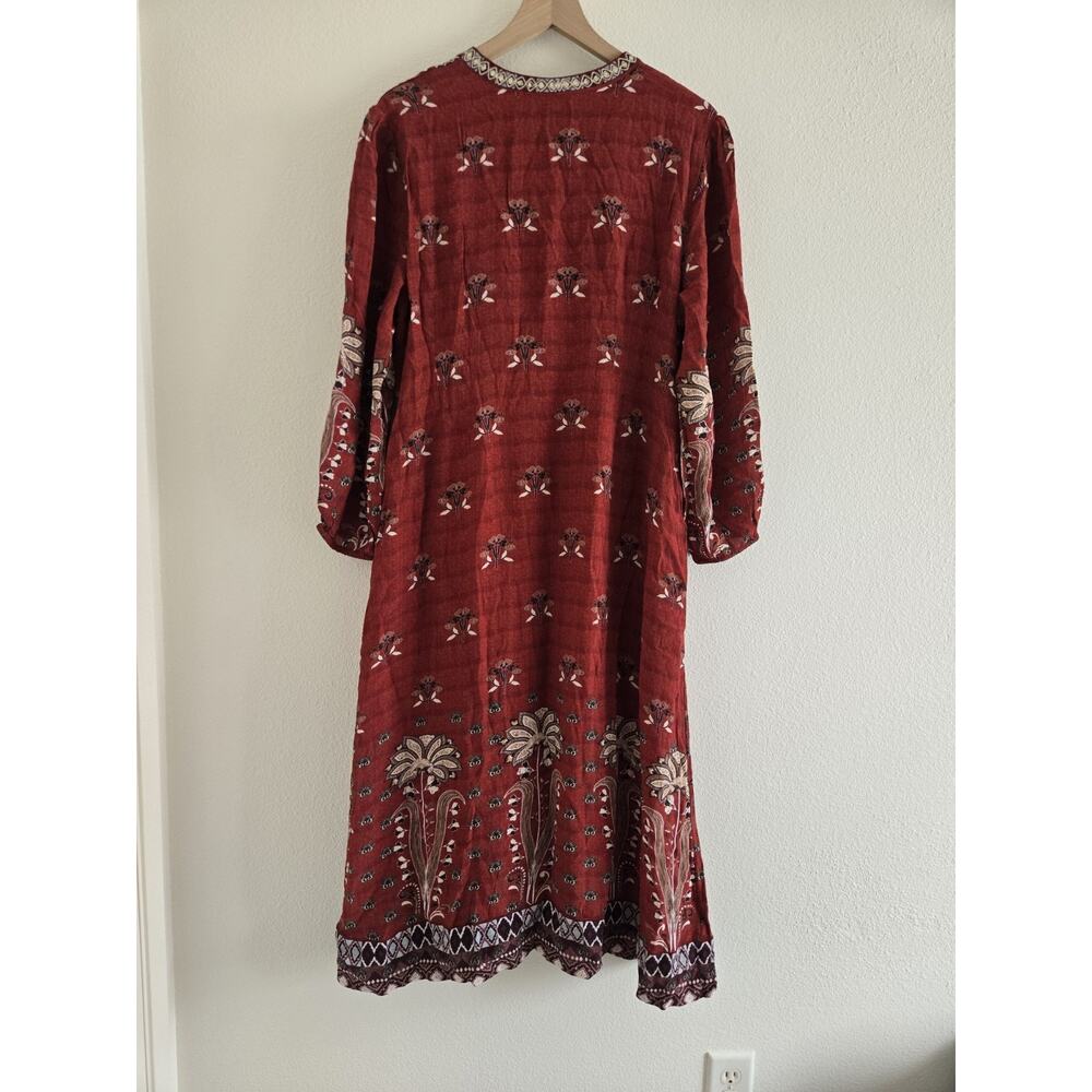 Soft Surroundings Dress Phoenix Midi Embroidered Smocked Boho Cottage Size Small - Picture 2 of 8